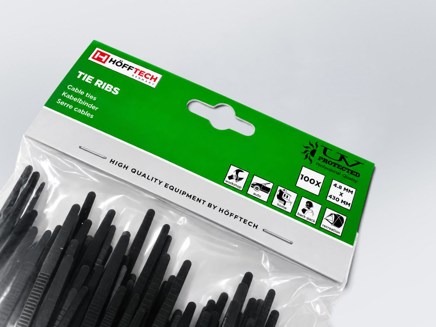 Colliers de serrage, Tie Ribs, kit de colliers de serrage, noir, caoutchouc
