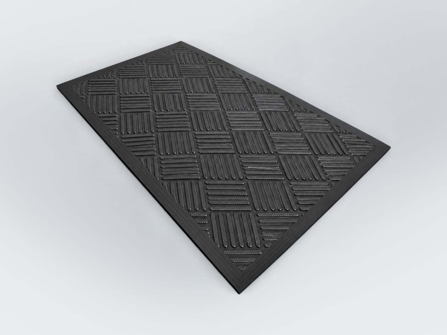 Gummimatte, Gummimatte quadratisch, Rasengummi, Schwarz, Prüfplatte