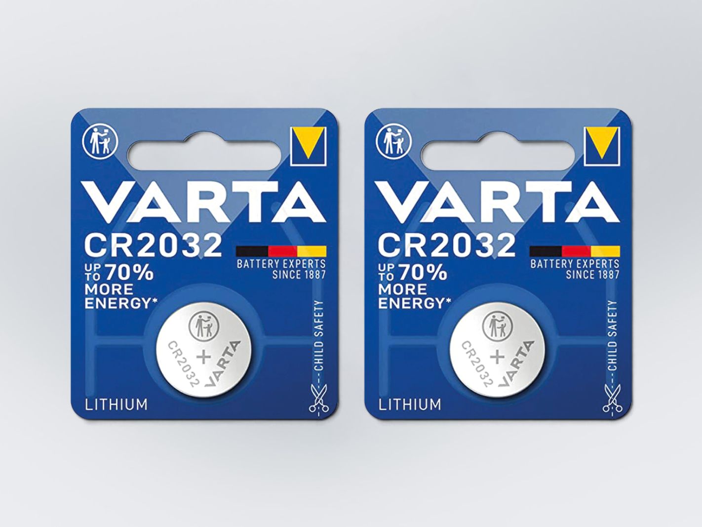 Lithium, CR2032, Batterie, Knopfzelle, Doppelpack