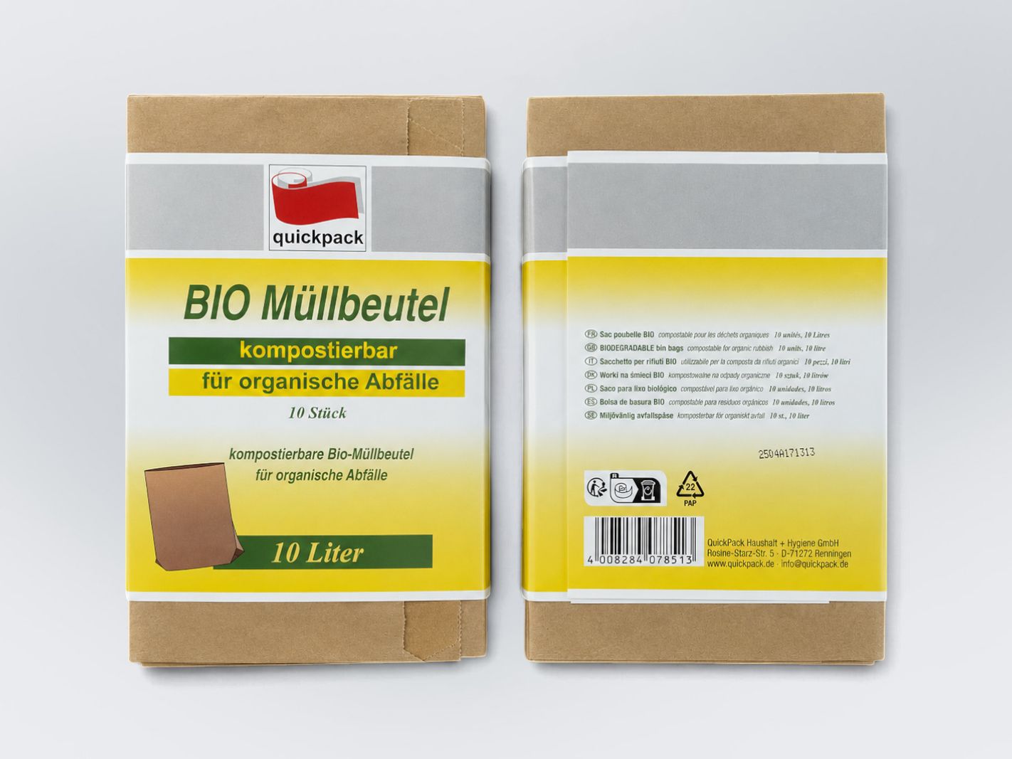 Bio-Müllbeutel, Kompostierbar, 10 Liter, Beutel, organische Abfälle