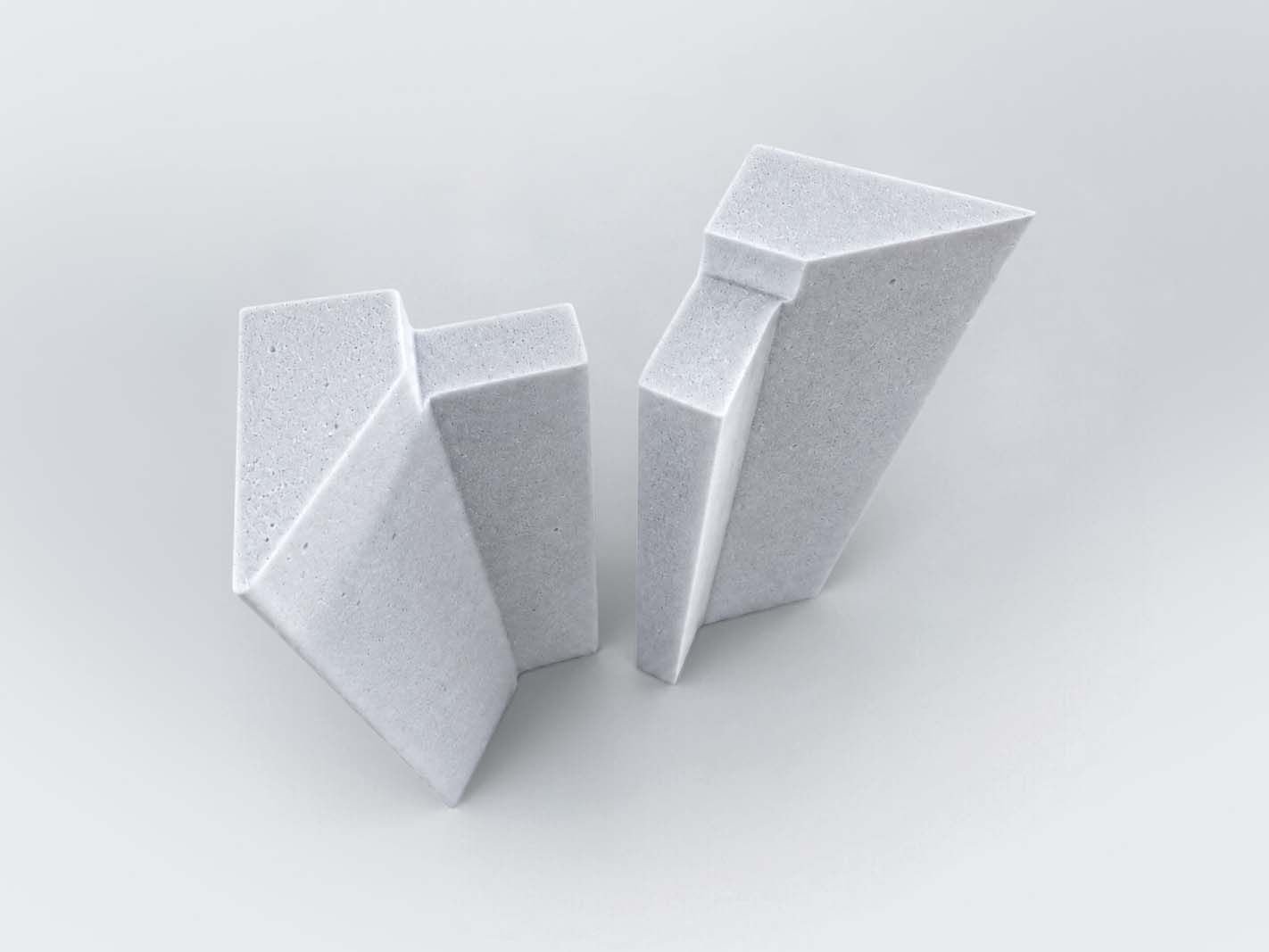 concrete pieces, geometrische Formen, grau, Zementblöcke, dreidimensionale Kunst