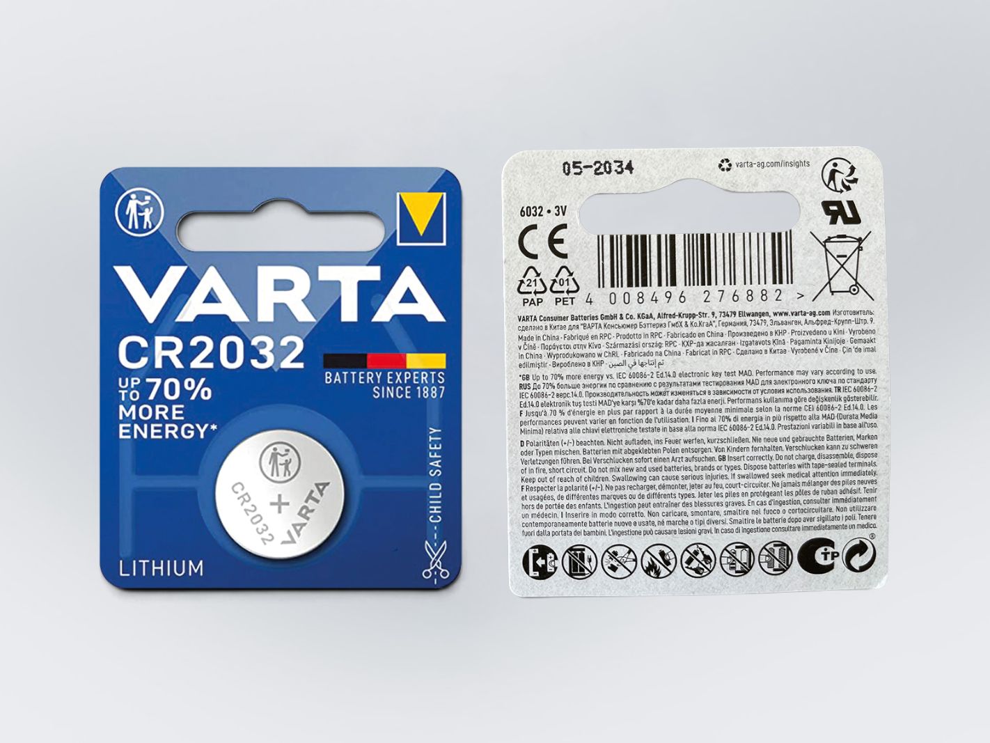 CR2032, Lithium, Knopfzelle, Batterie, VARTA