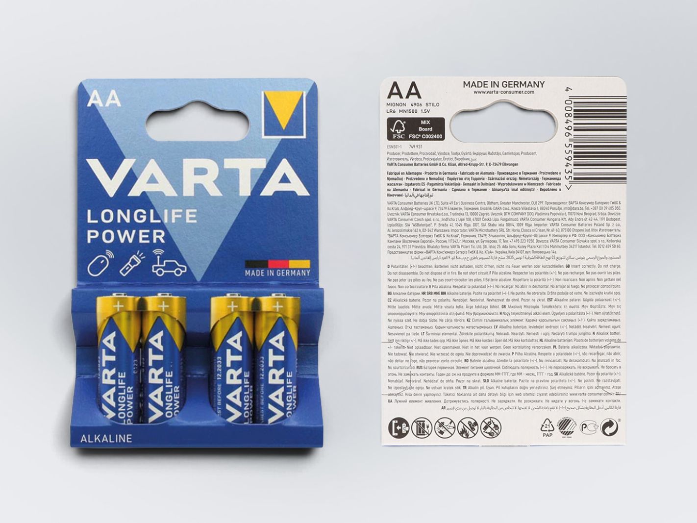AA-Batterien, Alkaline, LR6, VARTA, Energiereserve