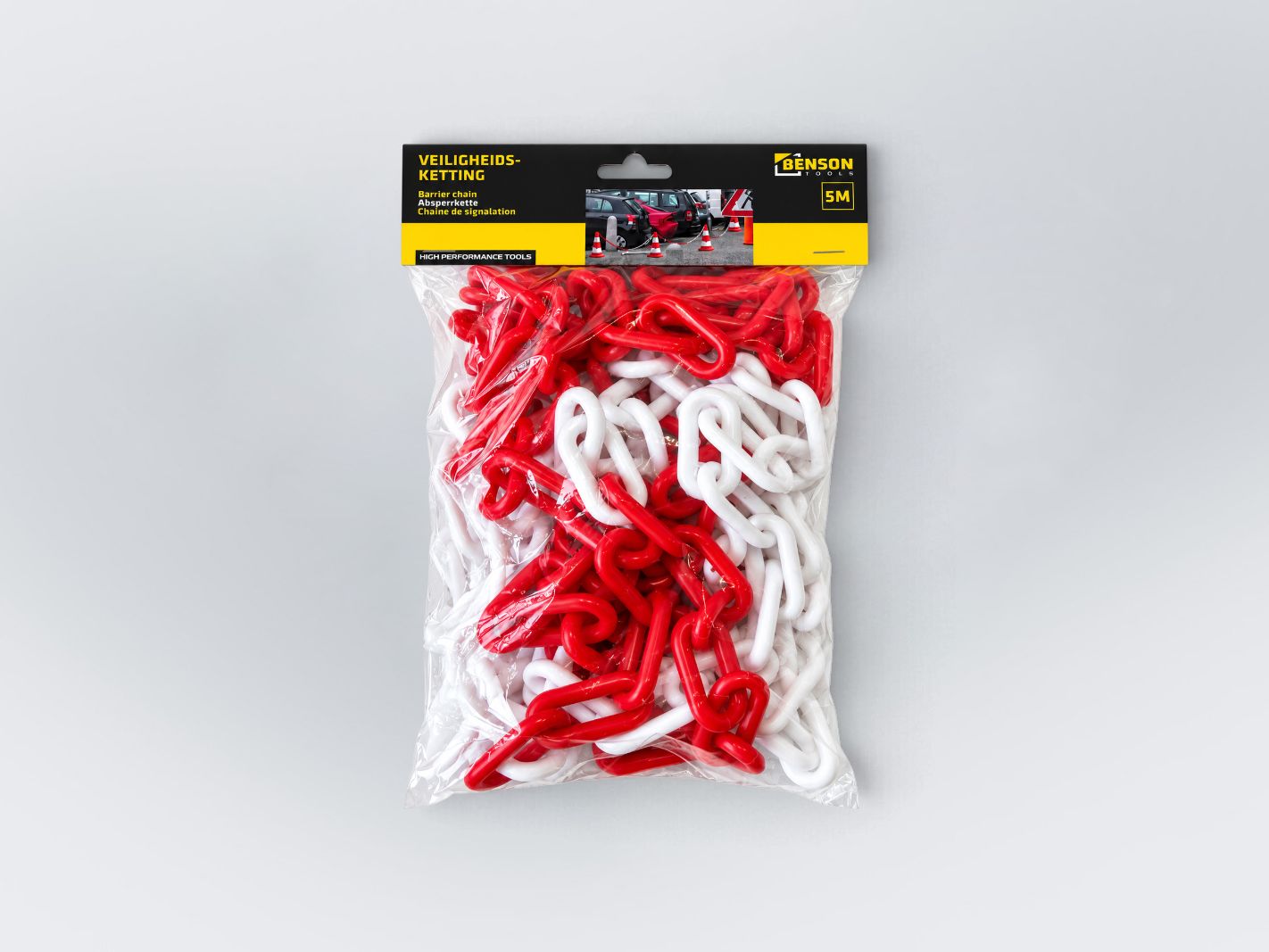 Chains, safety chains, red and white, plastic chains, car accessories