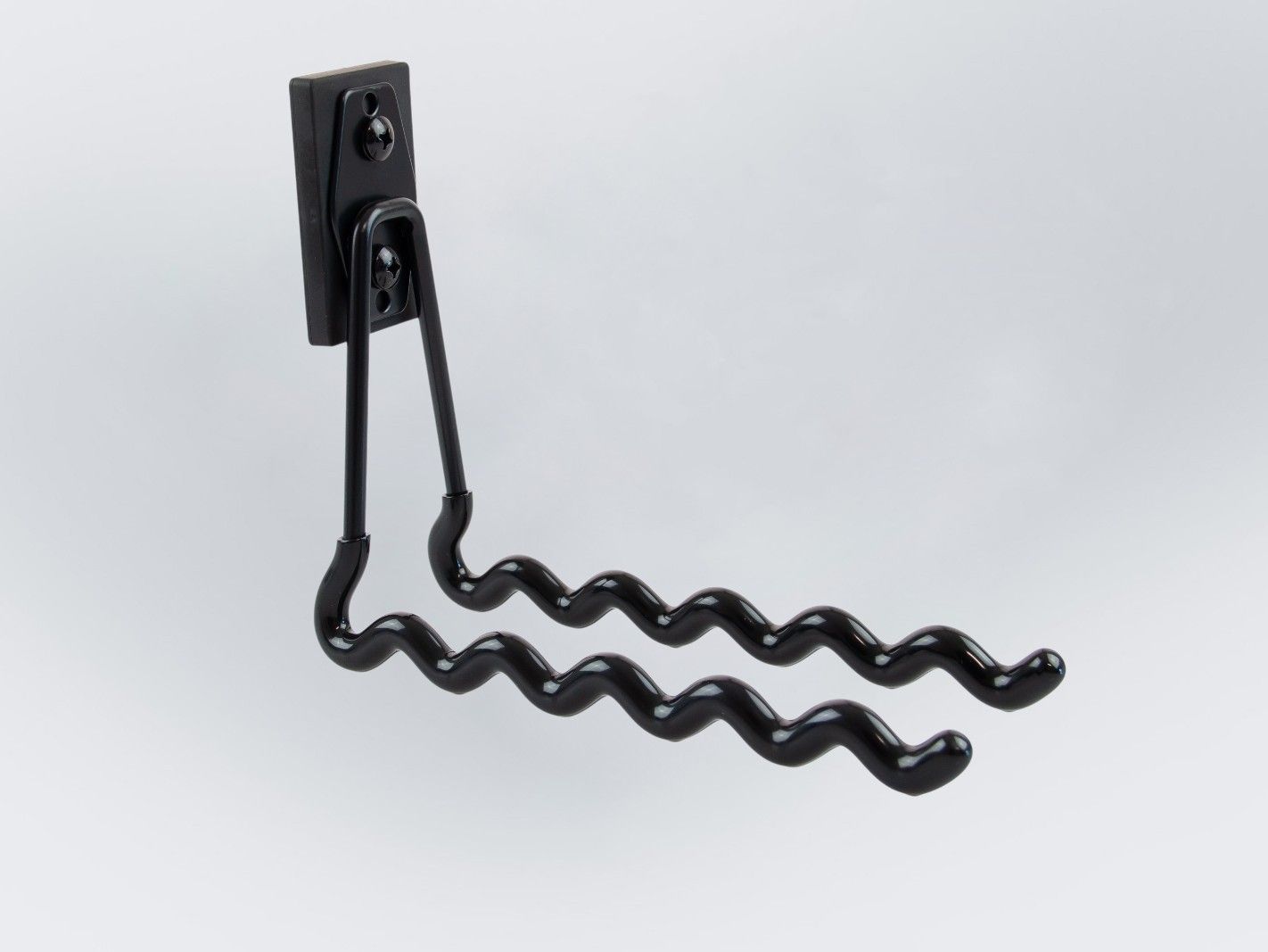 Wandhalterung, Fahrradhalter, Wandmontage, schwarzes Metall, geschwungene Haltearme