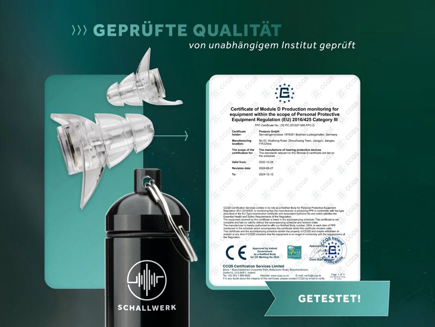 Ohrstöpsel, In-Ear, Gehörschutz, Schalldämpfer, Schwarz
