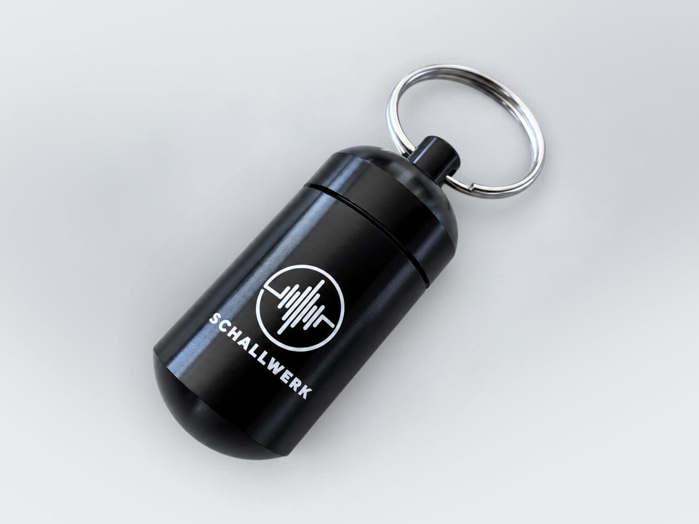 Trinkflasche, Aluminium, Schwarz, Kippverschluss, Schlüsselring