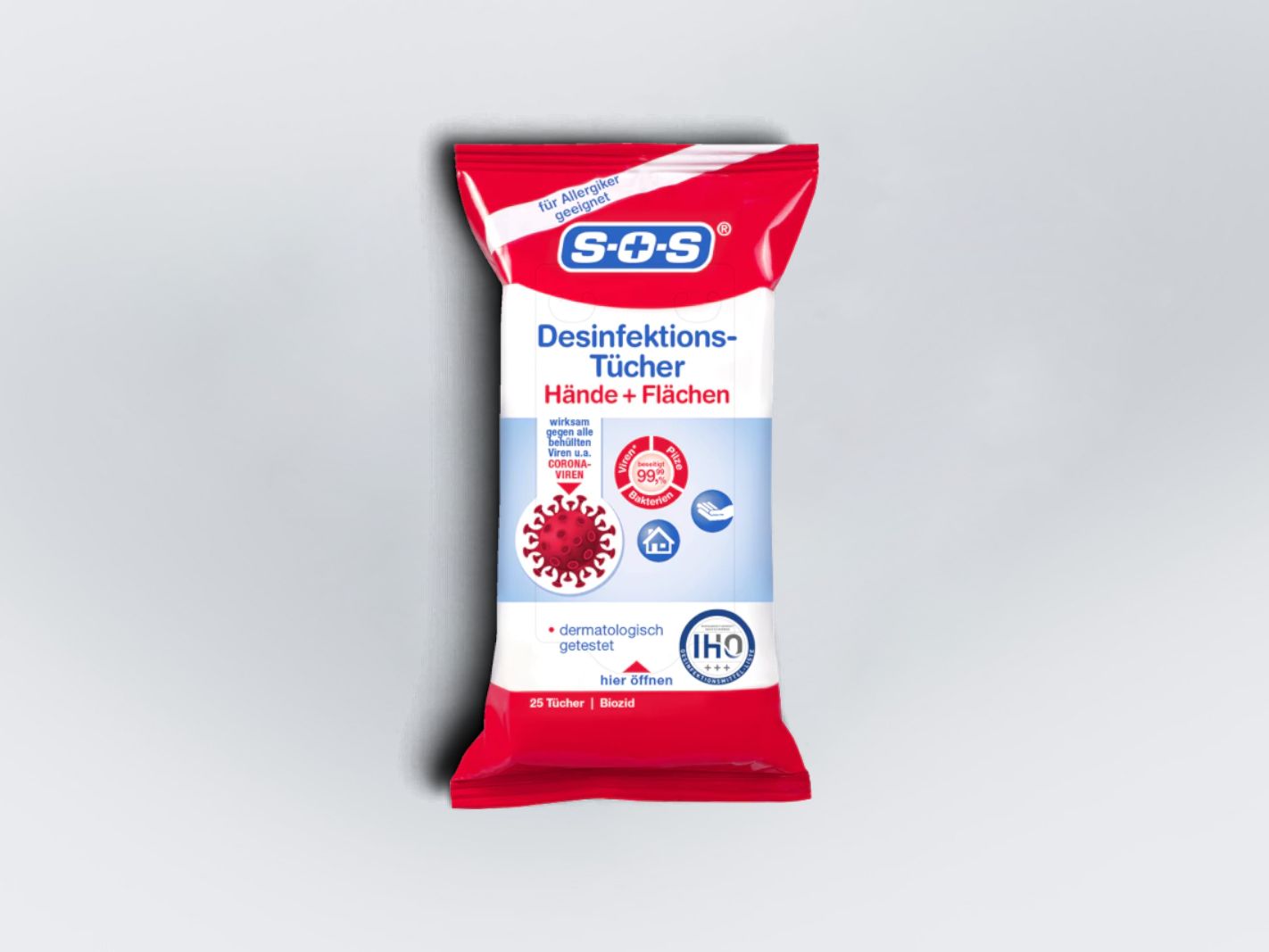 Desinfektionstücher, Hände+Flächen, Hygiene, Einweg-Desinfektionstücher, Biozid