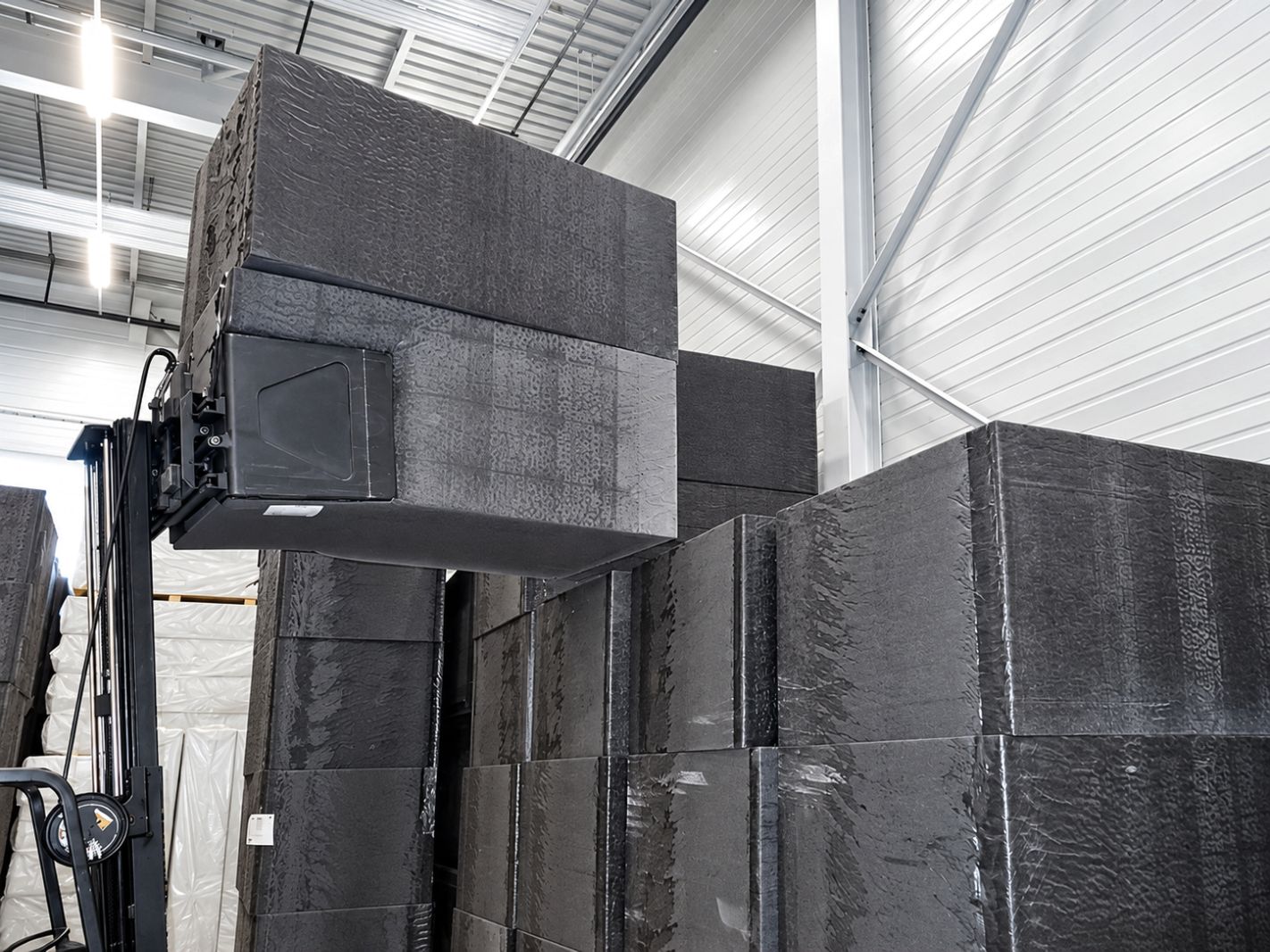 Schaumstoffblock, Lagerung, Palettenstapler, Schwarz, Isoliermaterial