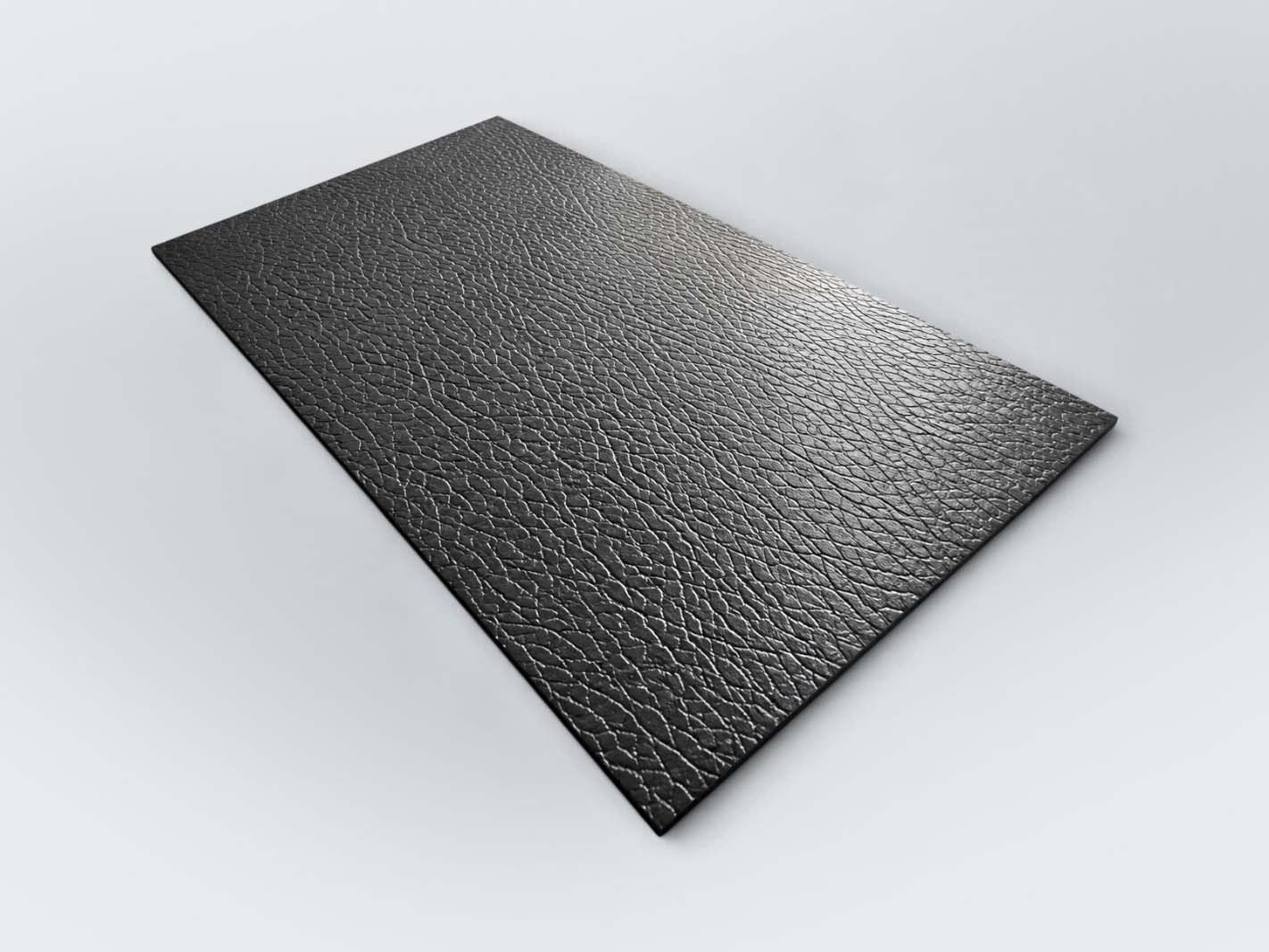 Cuir, portefeuille, noir, motif gaufré, plat