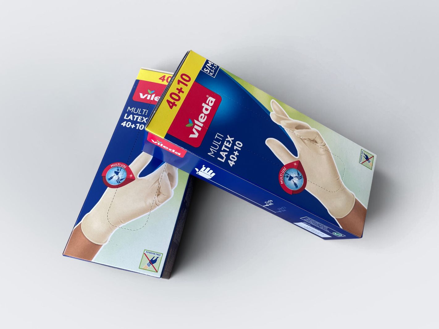 Latex gloves, gloves, blue packaging, disposable gloves, latex