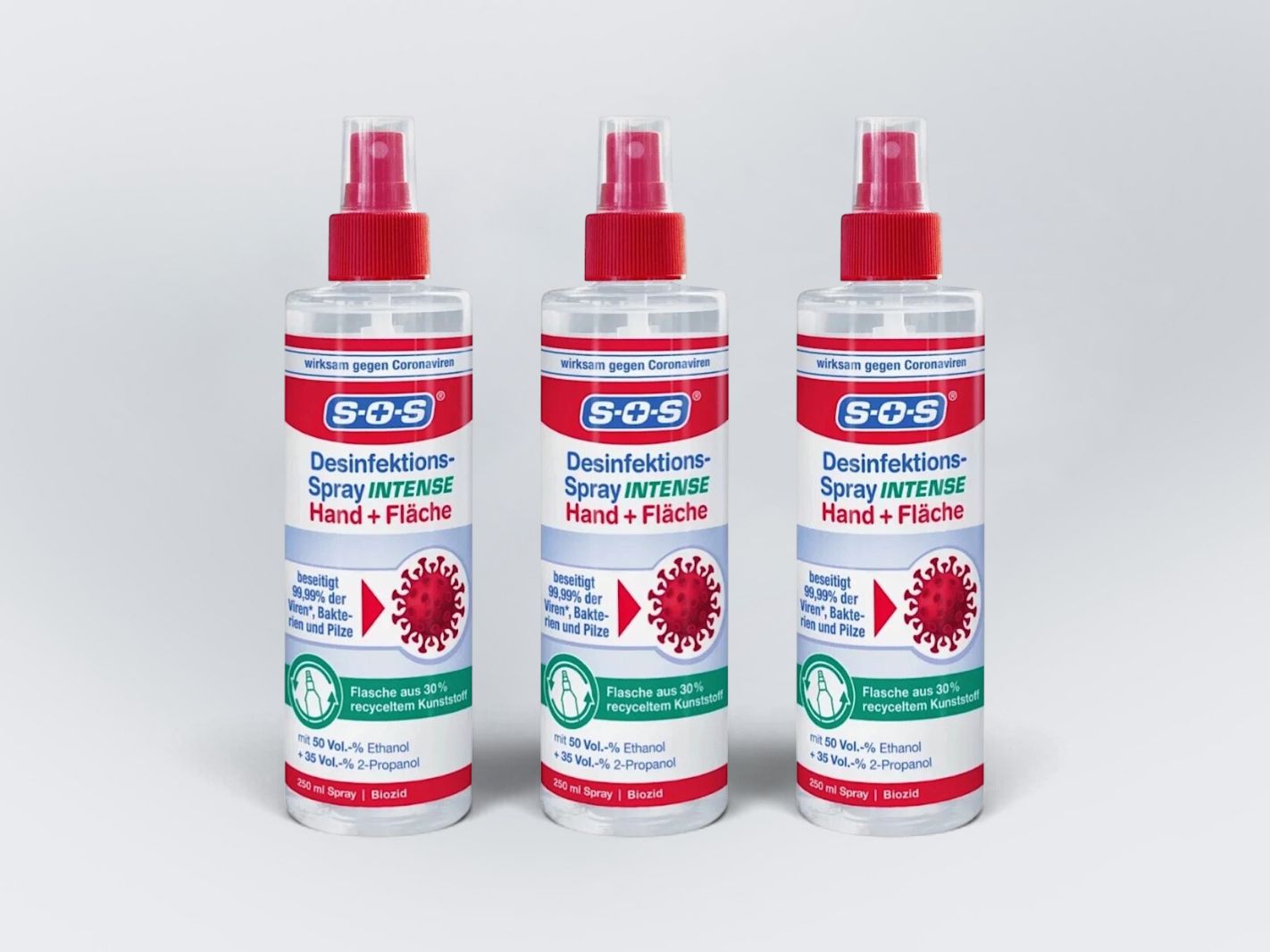 Desinfektionsspray, Handspray, Intense, Anti-viren, Kunststoffflasche