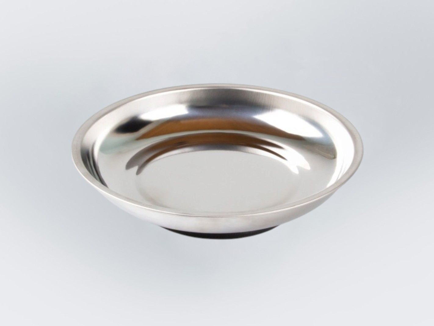Edelstahlschale, flache Schale, silberfarben, polierte Oberfläche