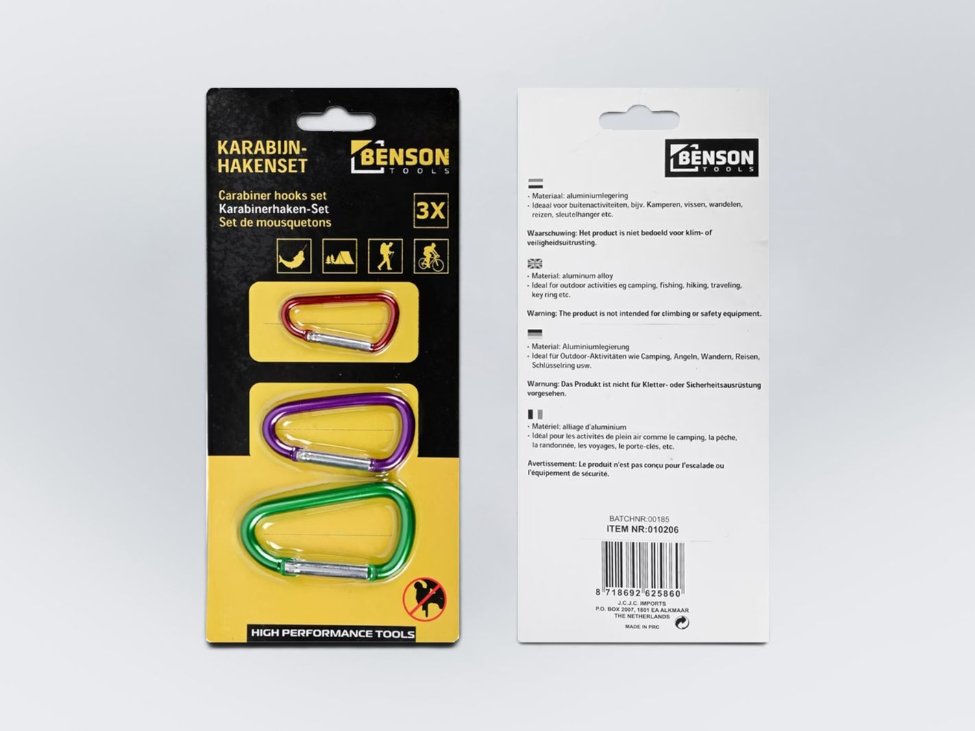Karabijnhaken, Satz, Aluminium, Karabiner, 3x