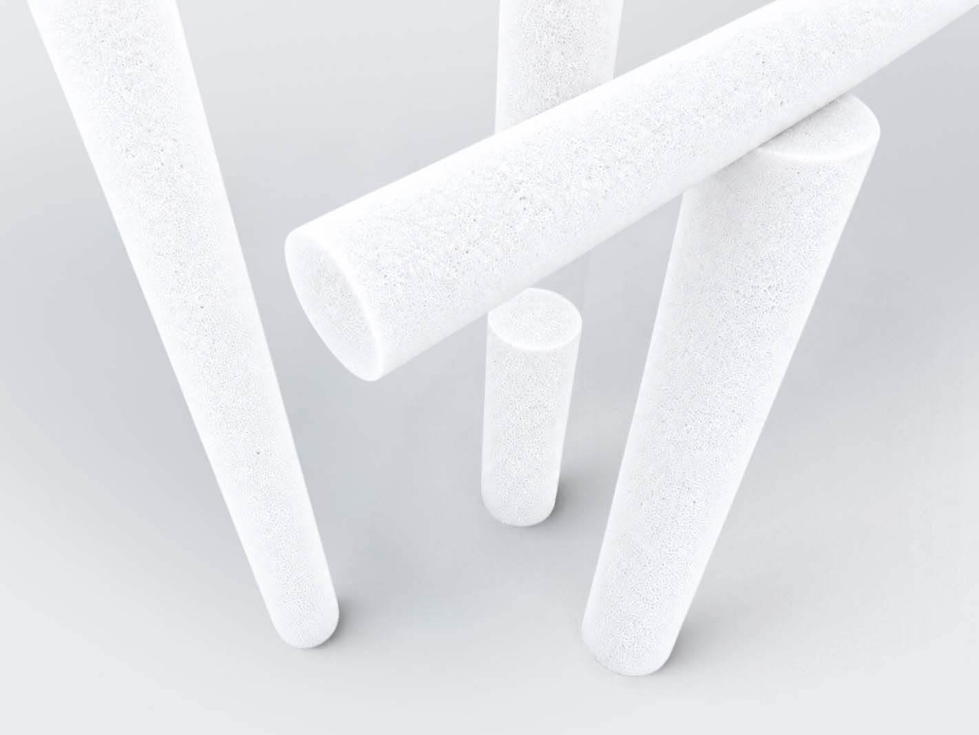 hocker, weiß, schaum, zylinder, minimalistisch