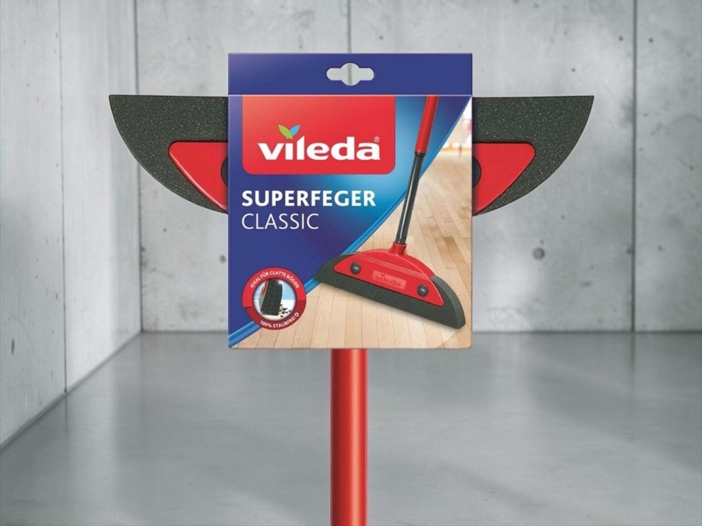 Mop, Bodenreiniger, Roter Mopp, Flacher Moppkopf, Vileda Classic