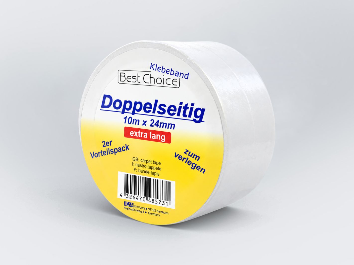 Klebband, Paketband, Doppelseitig, Transparent, 10m x 24mm
