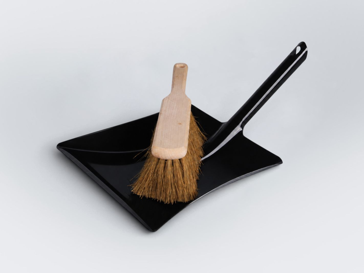 Schaufel, Besen, Küche, Schwarz, Holzbürste