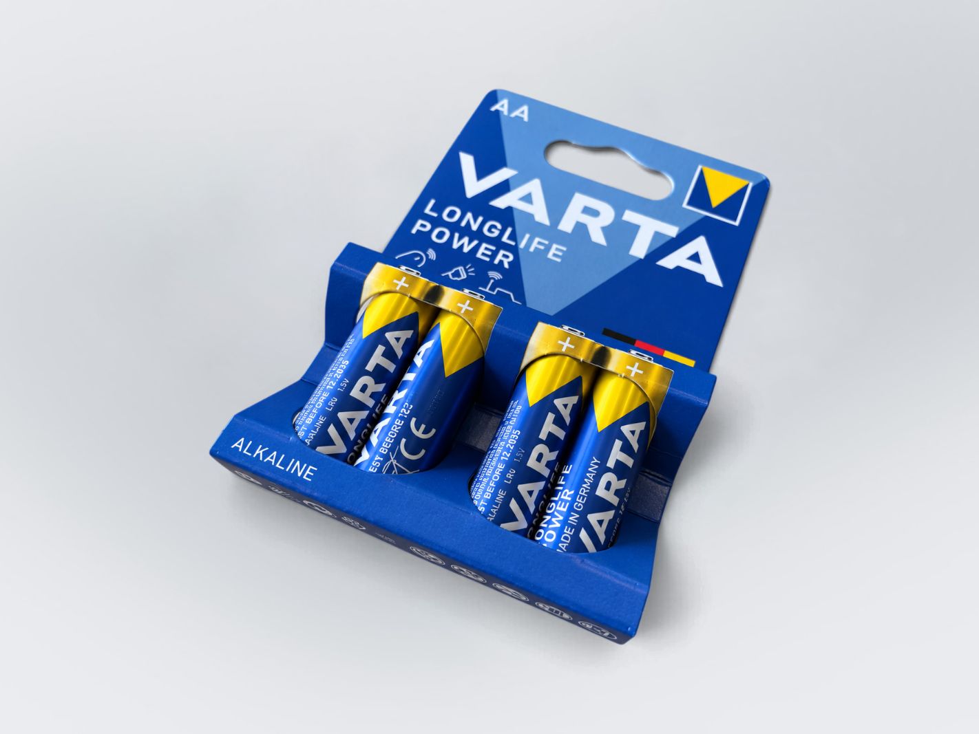 AA Batterien, Alkalische, VARTA, Batteriepack, Zylindrisch