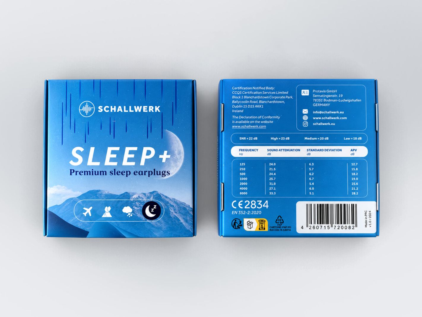 Schlafstöpsel, blau, Reiseverpackung, Ohrenstöpsel, Schallwerk