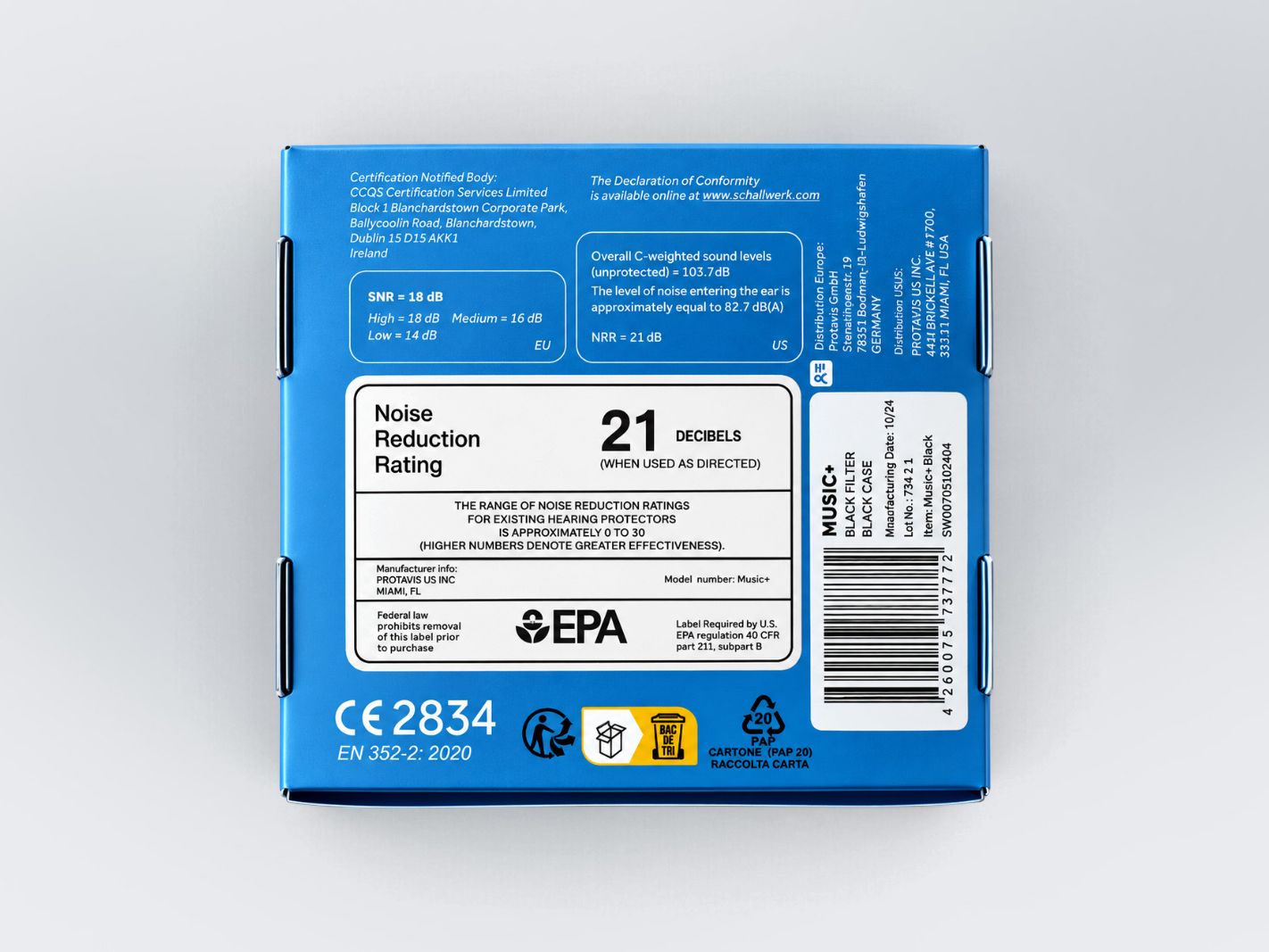 Geräuschreduzierung, dezibel, gehörschutz, ohrenschutz, verpackungsetikette