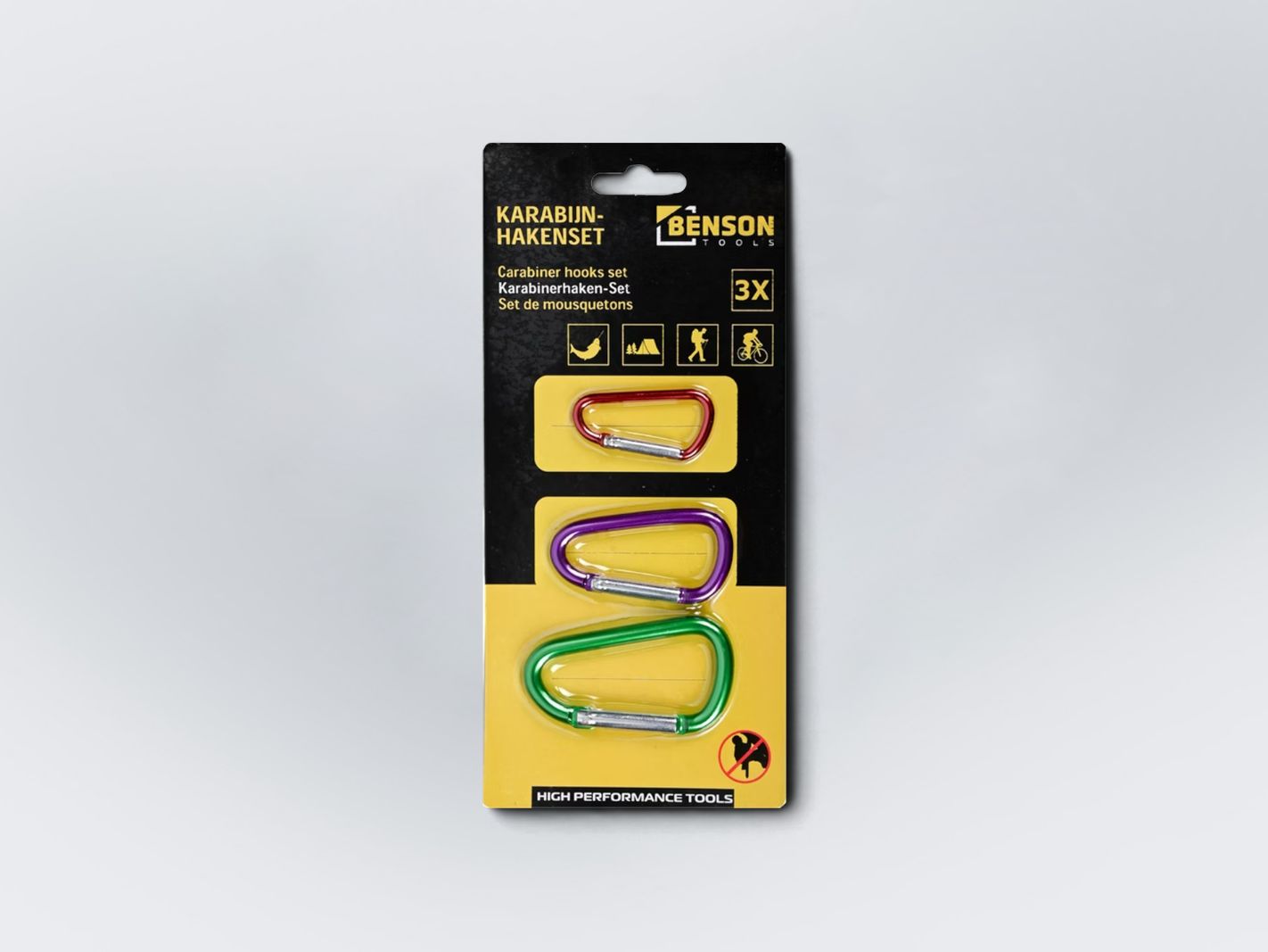 Karabinerhaken, Haken-Set, Karabiner-Tools, 3x, Bunte Haken