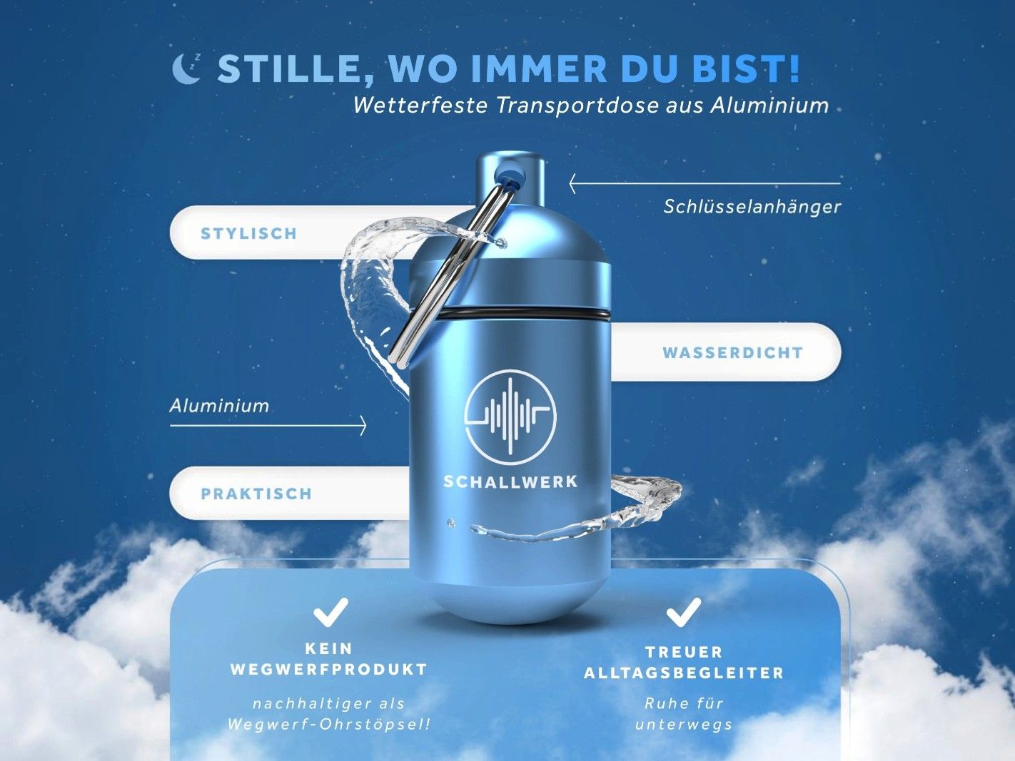 Aluminium Flasche, Schallkamm?, Wasserdicht, Aluminium, Praktisch